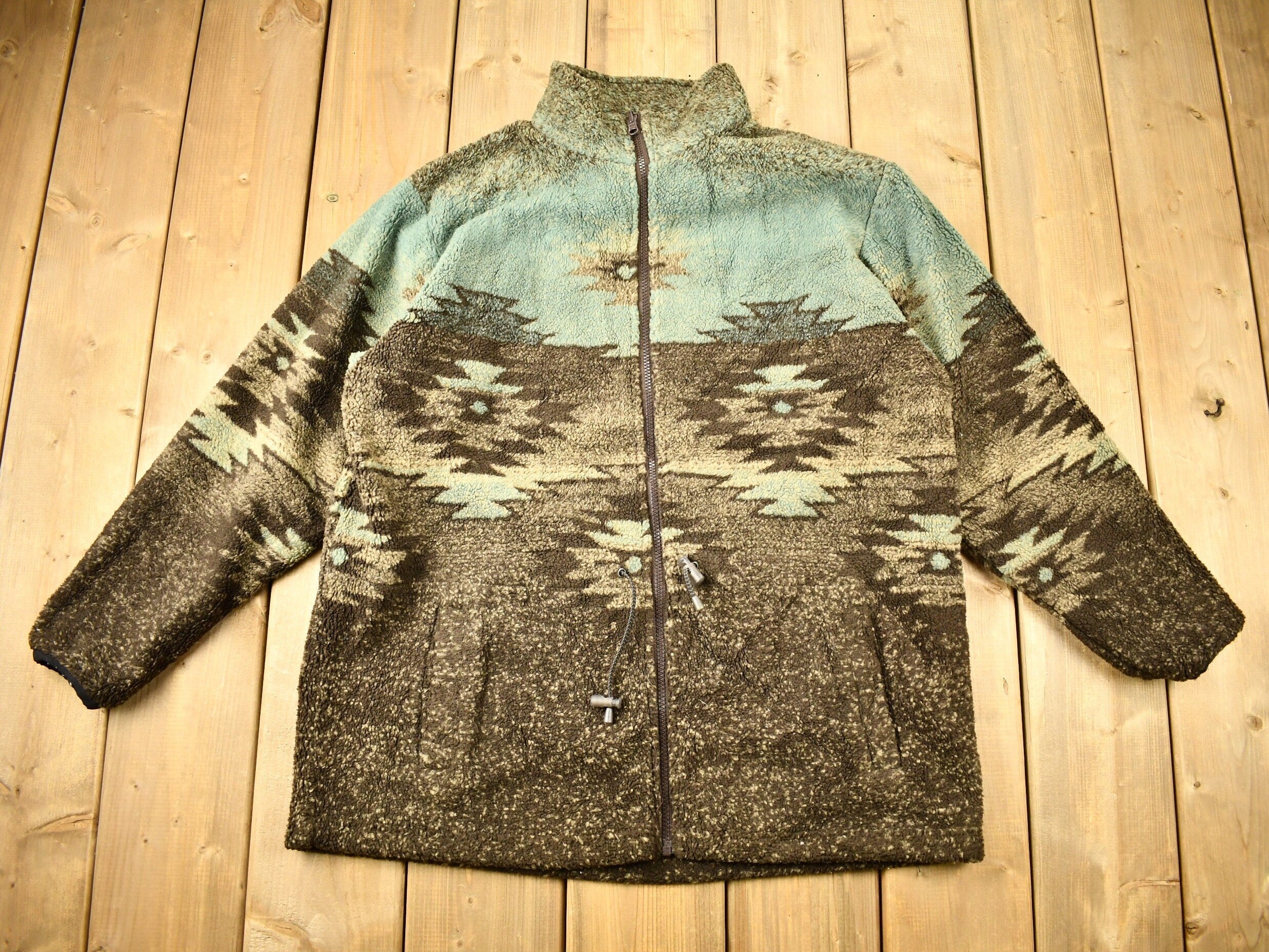 Vintage 1990s Cabela's Outerwear Aztec Fleece Sweater