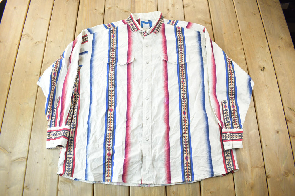 Vintage 1990s South Western All Over Print Wrangler Western Shirts Button Up Shirt