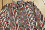 Vintage 1970s Joyce Striped Geometric Abstract Button Up Shirt Womens M /