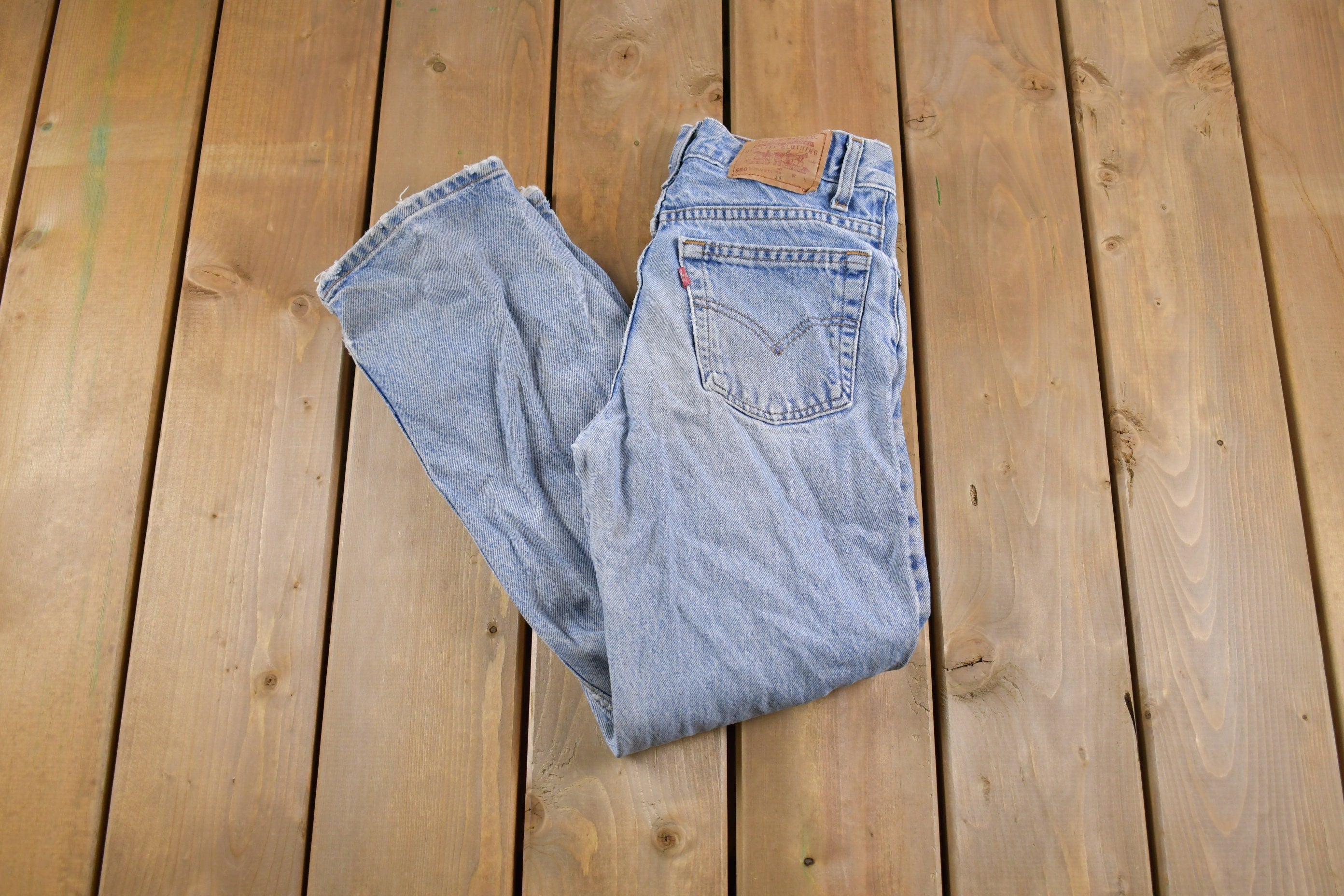 Vintage 1990s Levi's 550 Red Tab Patchwork Repaired Jeans Size 26 x 26