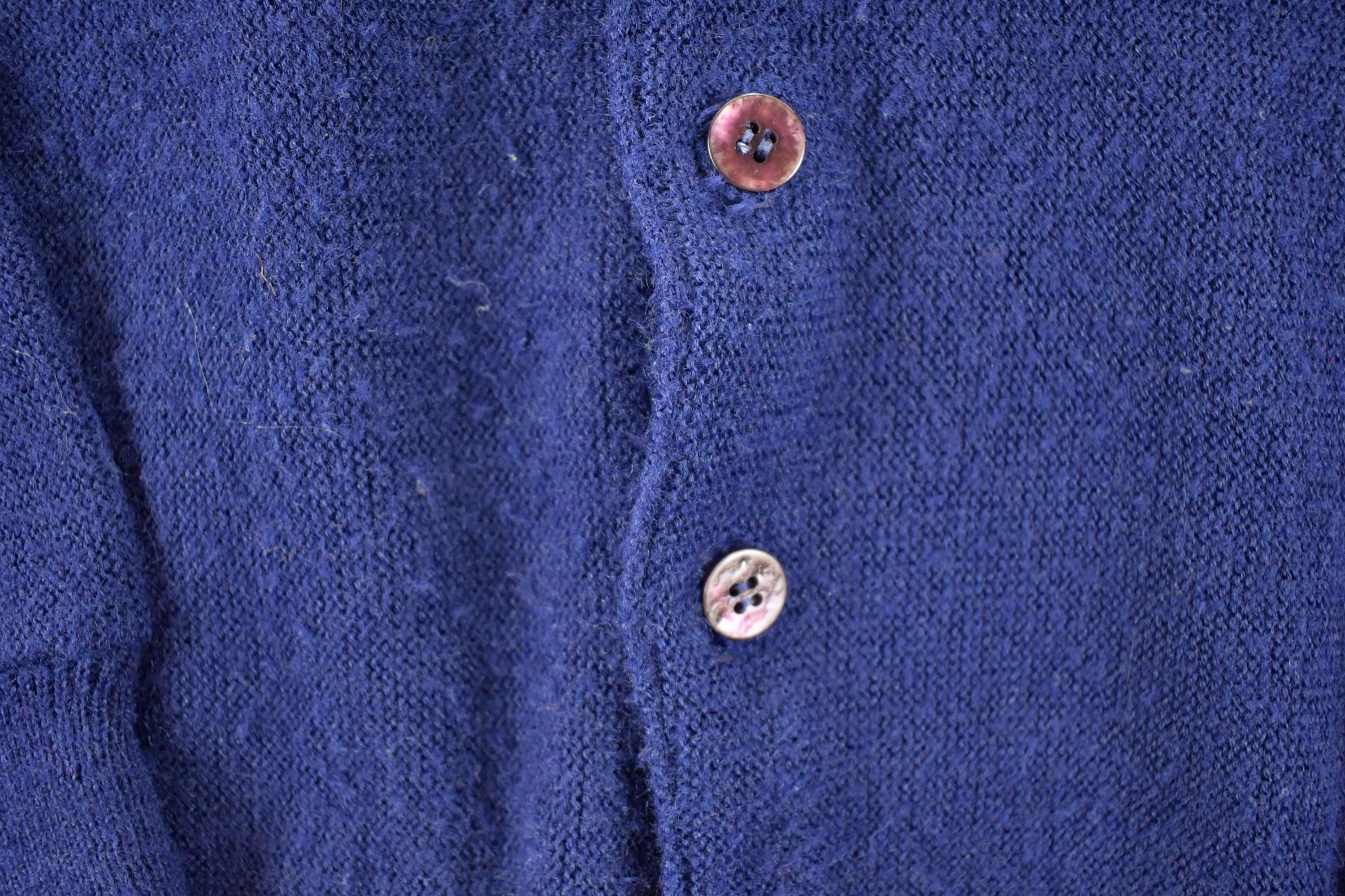 Vintage 1970s Navy Knit Cardigan Sweater Vest Men's M