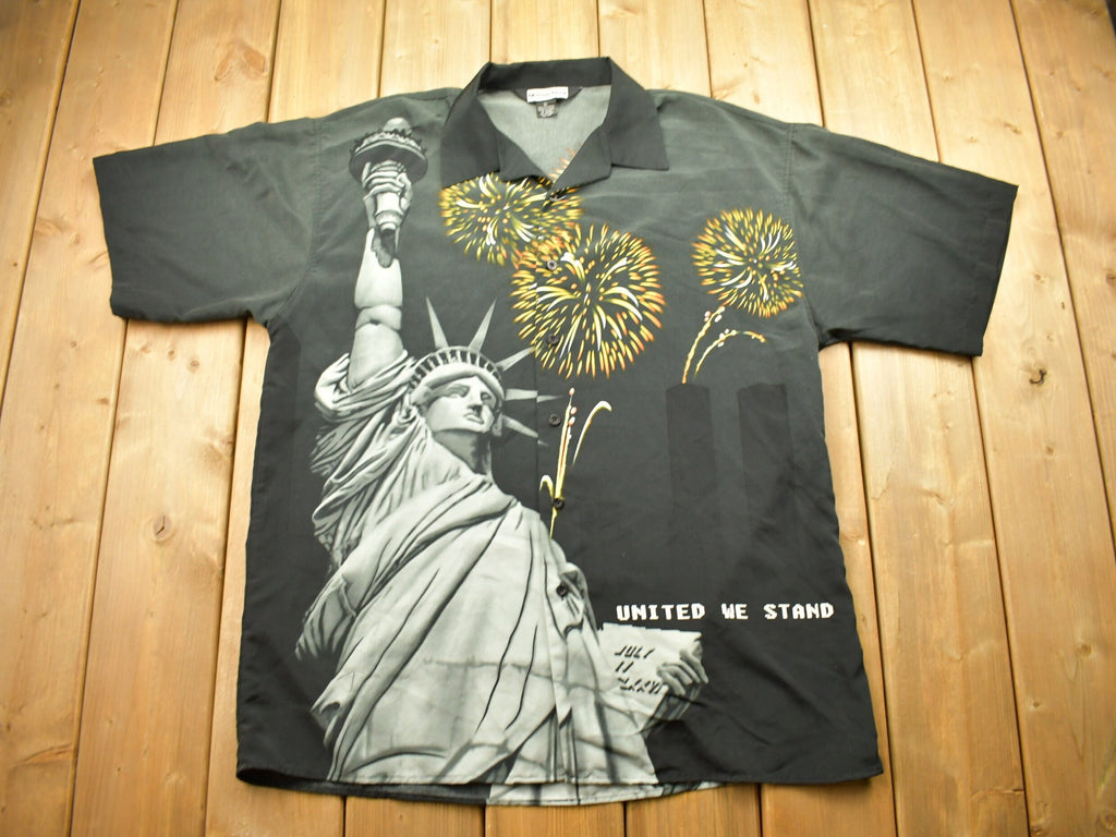 Vintage 1990s New York City Theme Button Up Shirt Statue Of Liberty Graphic