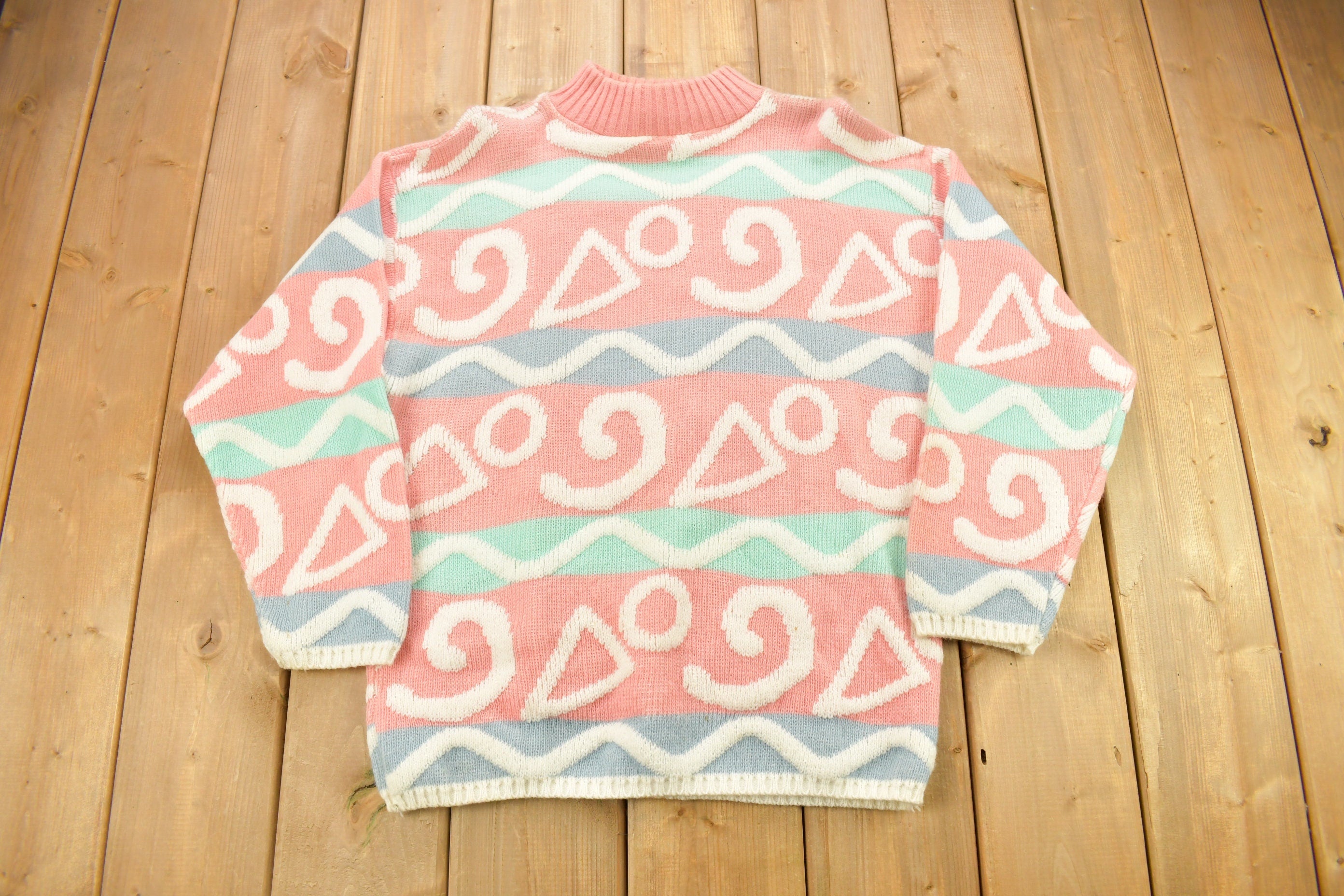 Vintage 1990s Diversity Sport Abstract Knitted Crewneck Sweater