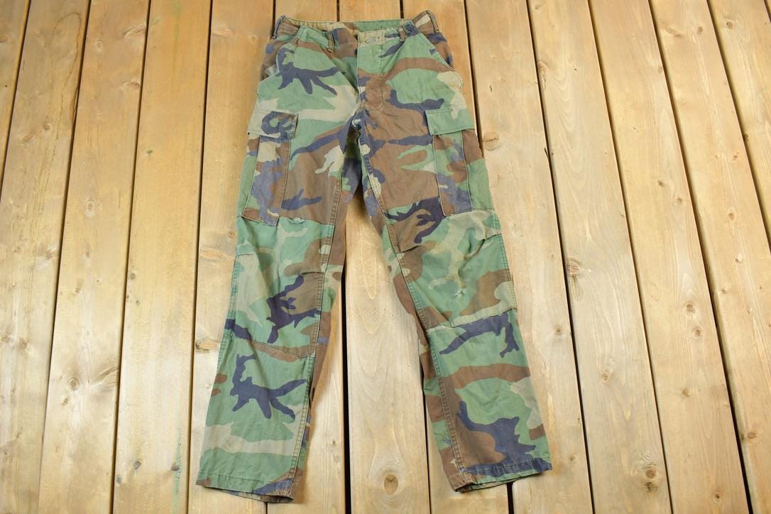 Vintage 1980s Army Camouflage Cargo Pants Size 26 x 27