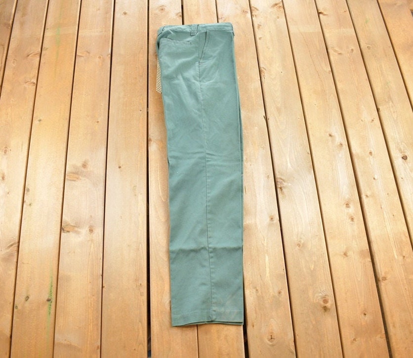 Vintage 1980s Mint Green Wool Trousers Size