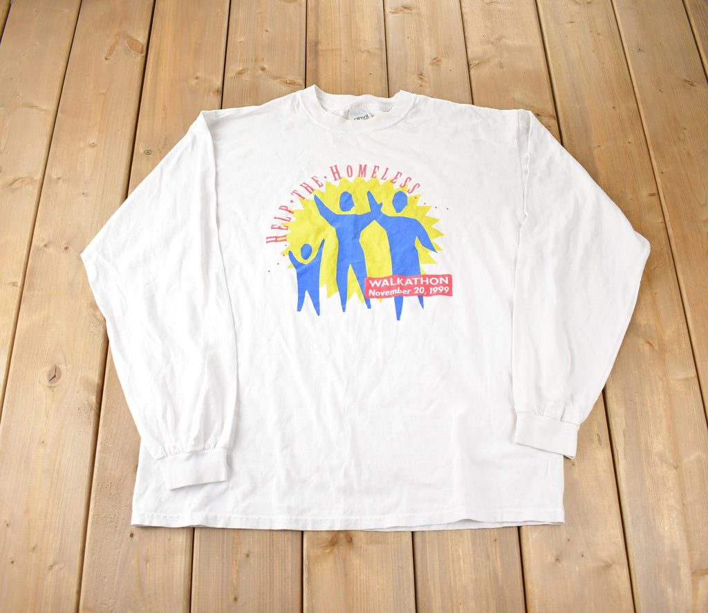 Vintage 1999 Help The Homeless Walkathon Souvenir Travel Long T Shirt Made In USA