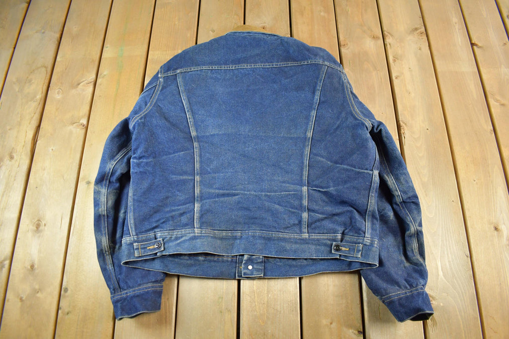 Vintage 1970s Lee Storm Riders Blanket Lined Denim Jean Trucker Jacket Men's Large