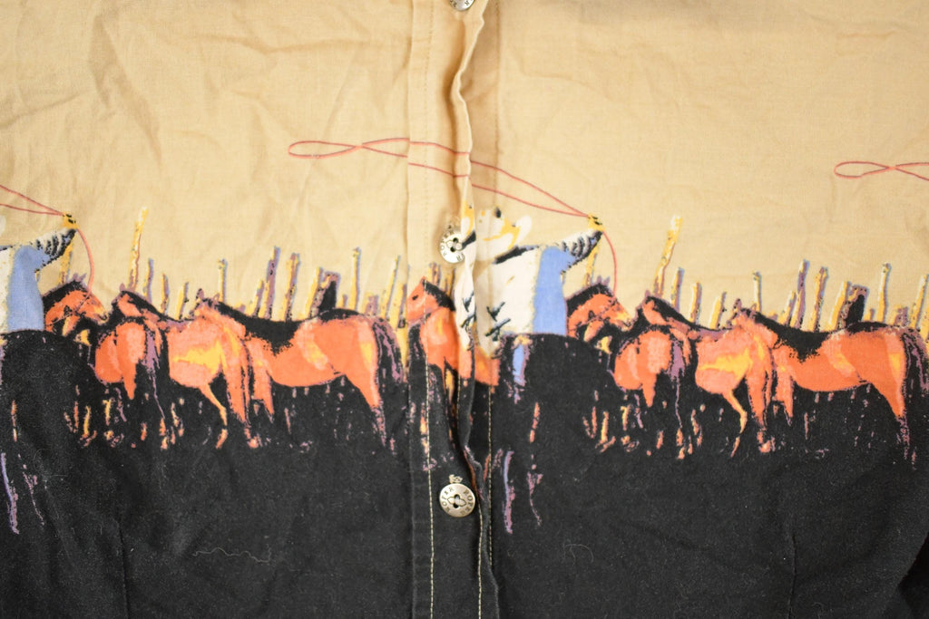 Vintage 1990s Roper AOP Western Button Up Shirt Men's S