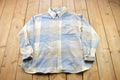 Vintage 1990s Light Blue Plaid Flannel Button Up Shirt