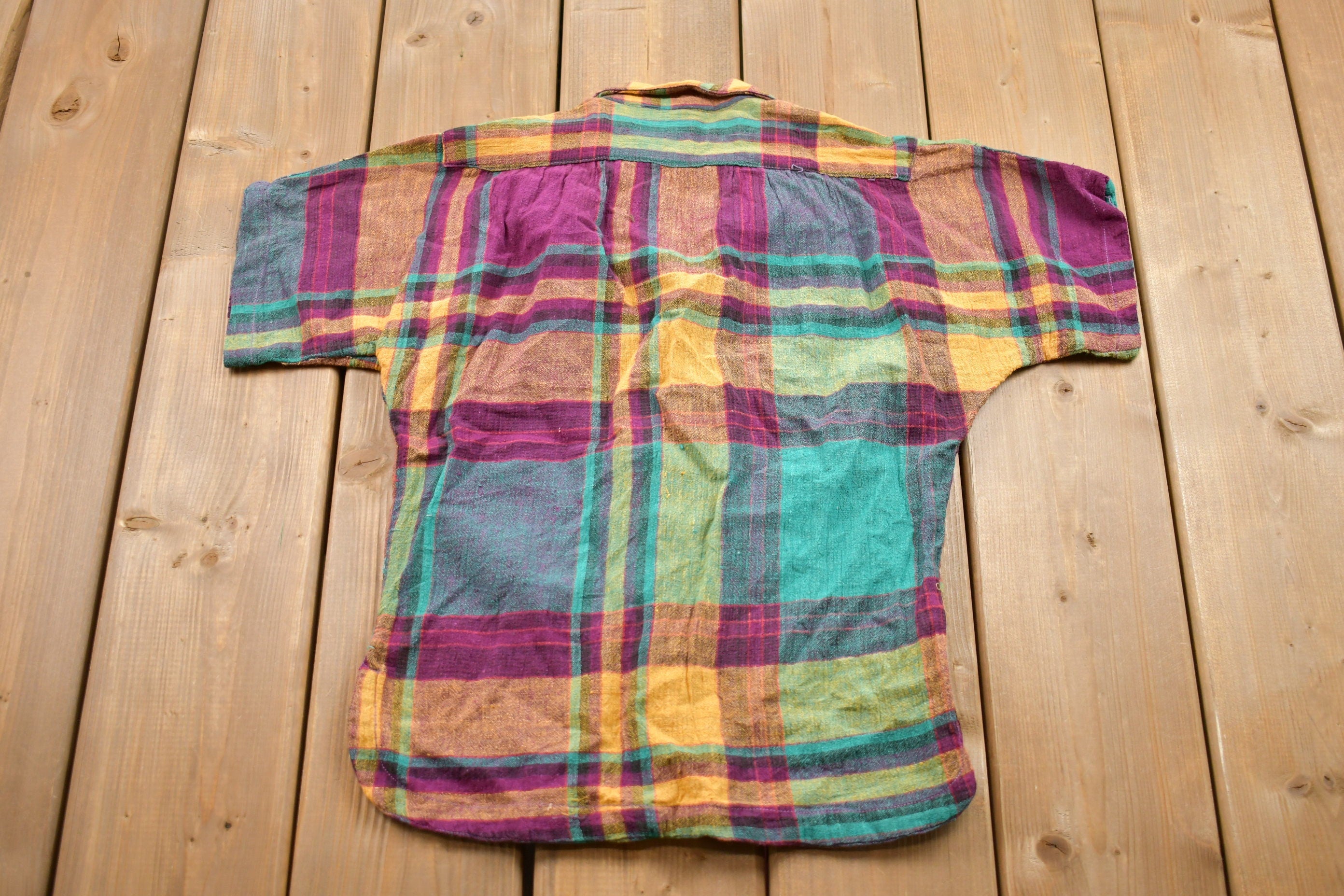 Vintage 1980s Kids Hot Shot Plaid Button Up Shirt