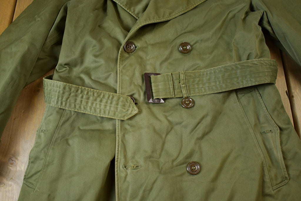 Vintage 1950S Military OG 107 Trench Coat with Liner