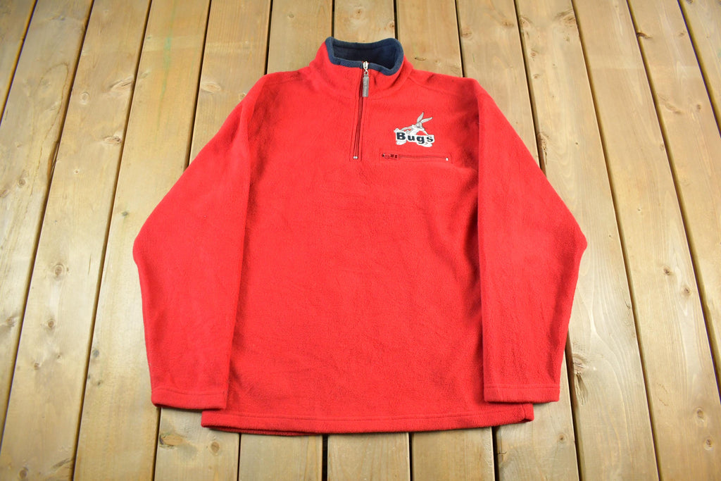 Vintage 2000s Looney Tunes Embroidered Quarter Zip Fleece Sweatshirt Men's Medium