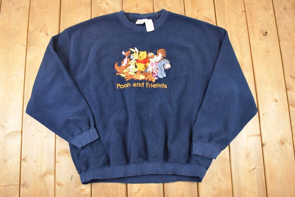 Vintage 1990s Winnie The Pooh And Friends Embroidered Fleece Disney Crewneck Sweater Men's XL