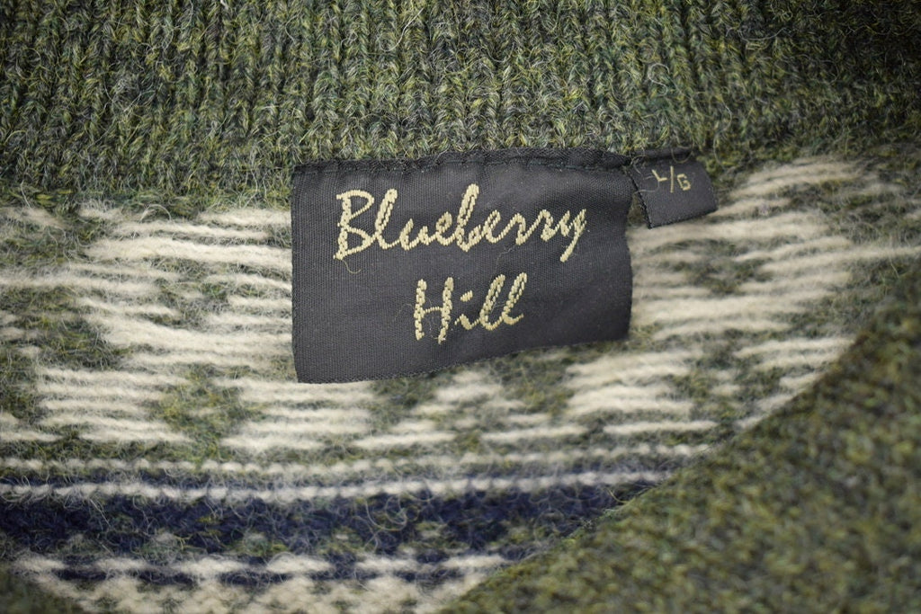 Vintage 1990s Blueberry Hill Zip Up Knitted Sweater /