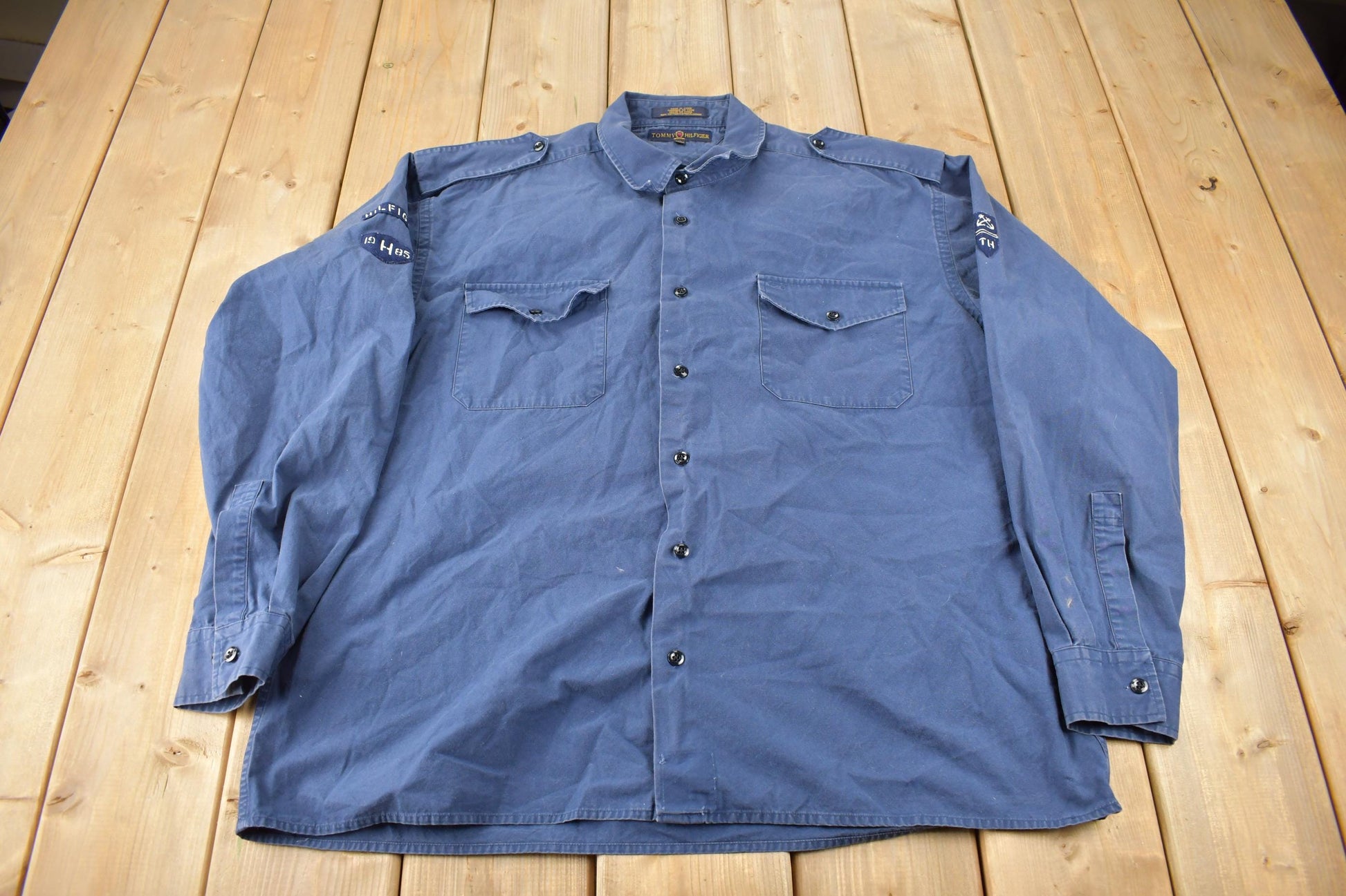 Vintage 1990s Tommy Hilfiger Military Style Button Up Shirt
