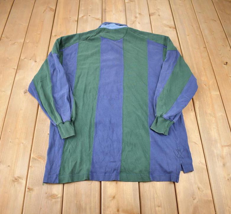 Vintage 1990s Casual Clothing Rugby Color Block Blank Button Up Shirt