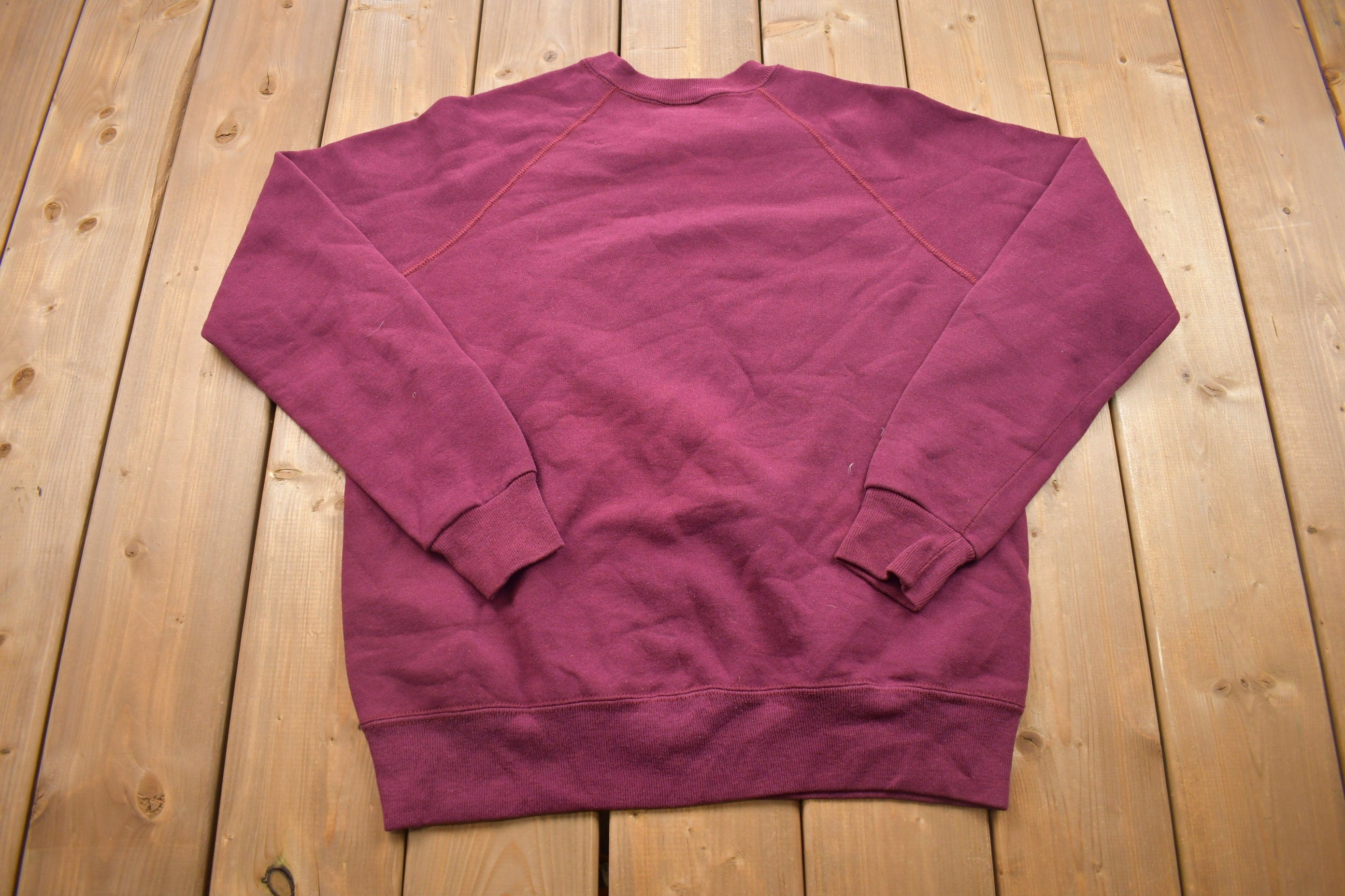 Vintage 1990s Bassett Walker Maroon Blank Crewneck Sweatshirt