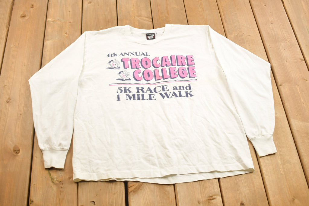 Vintage 1990s 4th Annual Trocaire College 5K Race Crewneck Long Sleeve Shirt