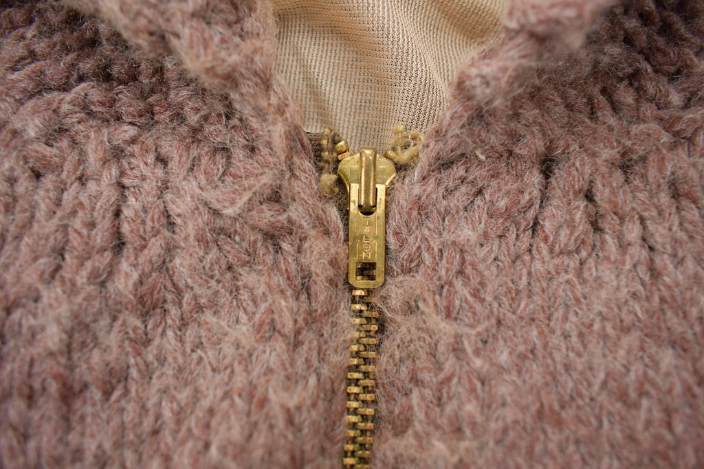 Vintage 1970s Wool Full Zip Knit Sweater