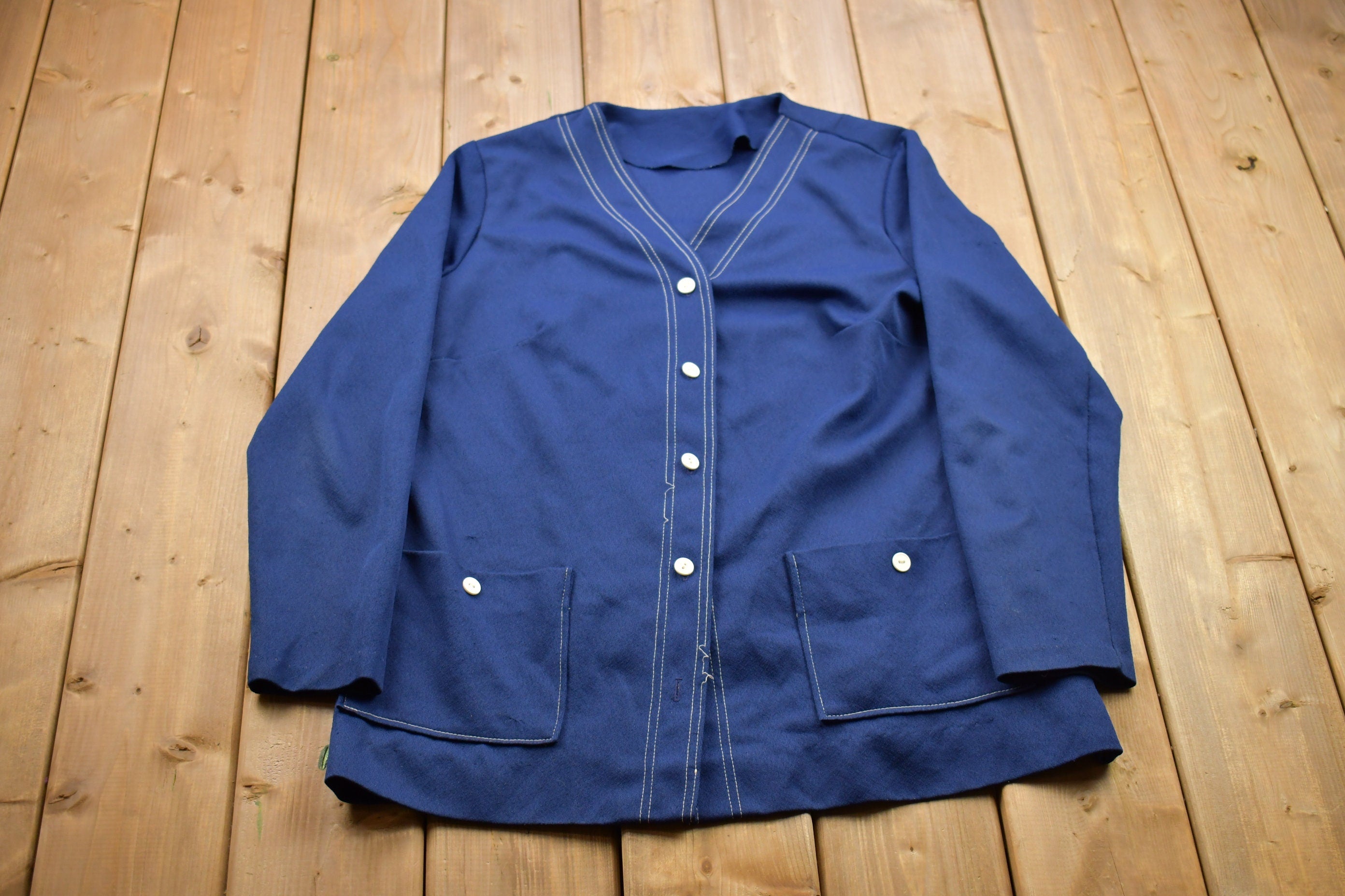 Vintage 1990s Blank Blue Button Up Shirt