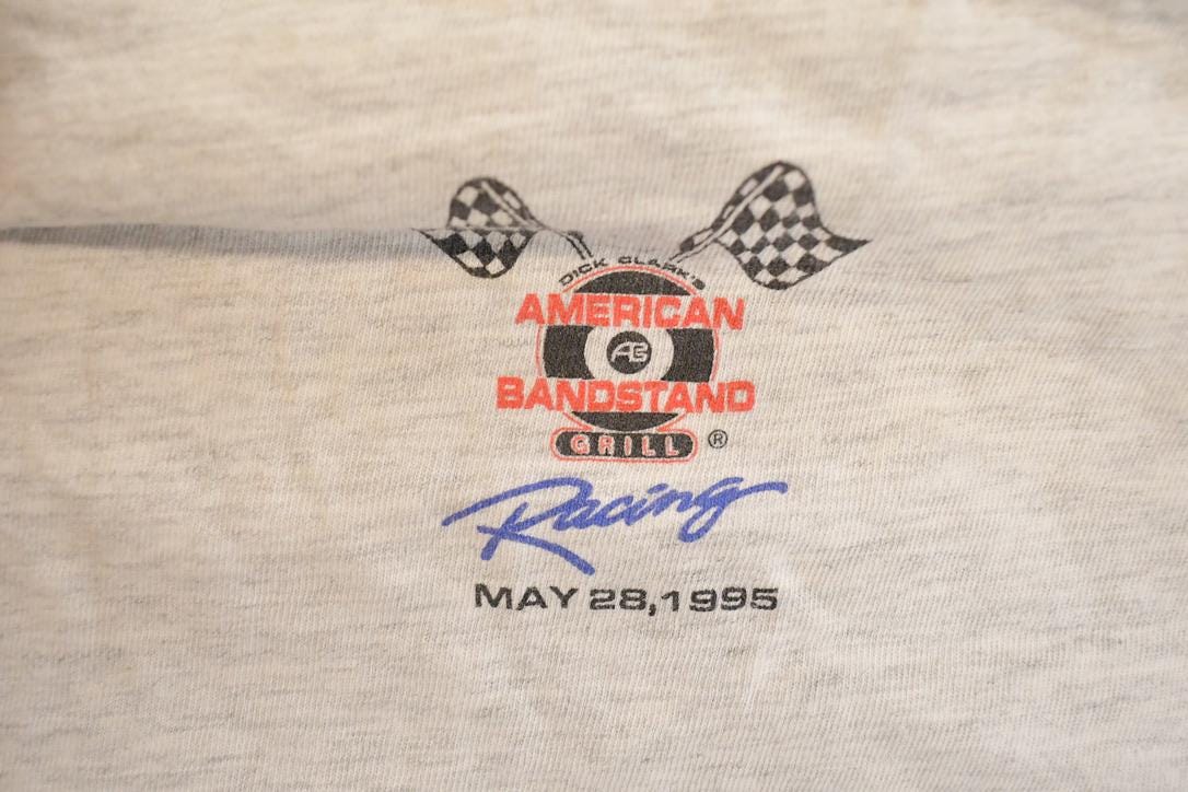 Vintage 1990s American Bandstand Racing Cartoon Graphic Print Souvenir F1 T-Shirt Men's L