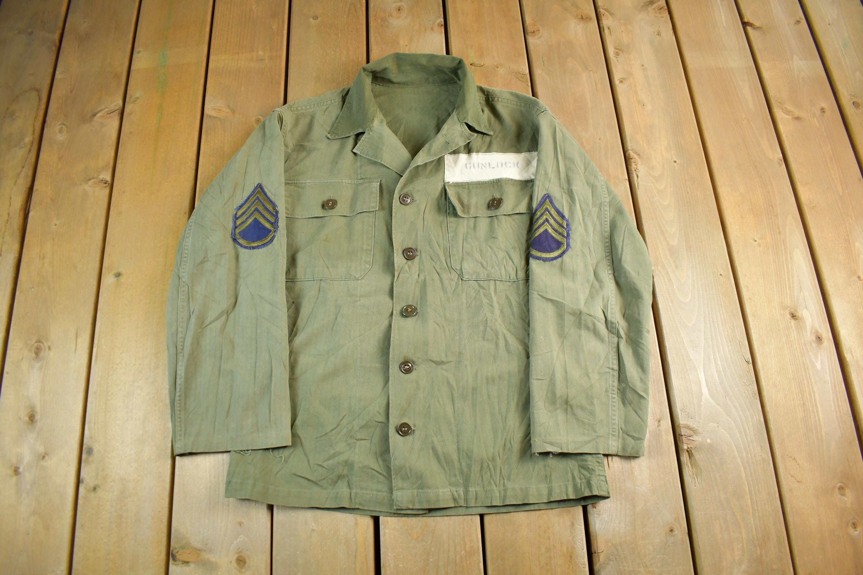 Vintage 1940s U.S. WW2 American Wool Button Up Infantry Fatigue Shirt Medium