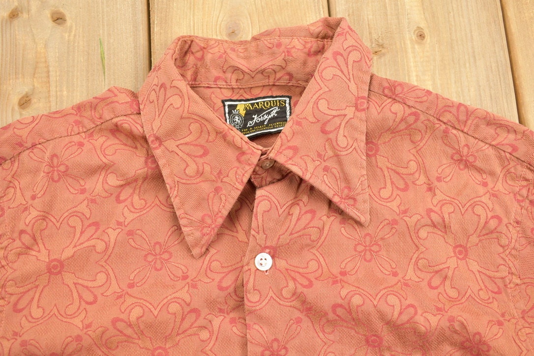 Vintage 1980s Marquis Joesph Patterned Button Up Shirt / 1990s Button Up / Vintage Button Up / Funky Button Up / Floral Button Up