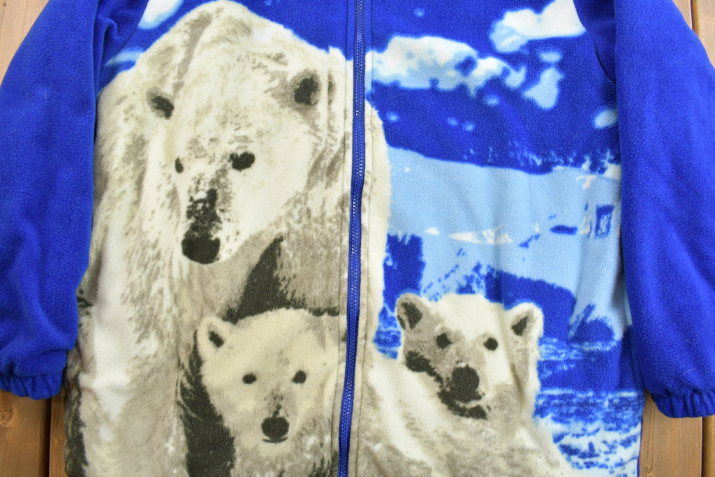 Vintage 1990s Winter Theme Polar Bear Graphic Fleece Sweater Jacket