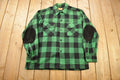 Vintage 1950s Aberdeen Green Buffalo Plaid Wool Button Up Shirt