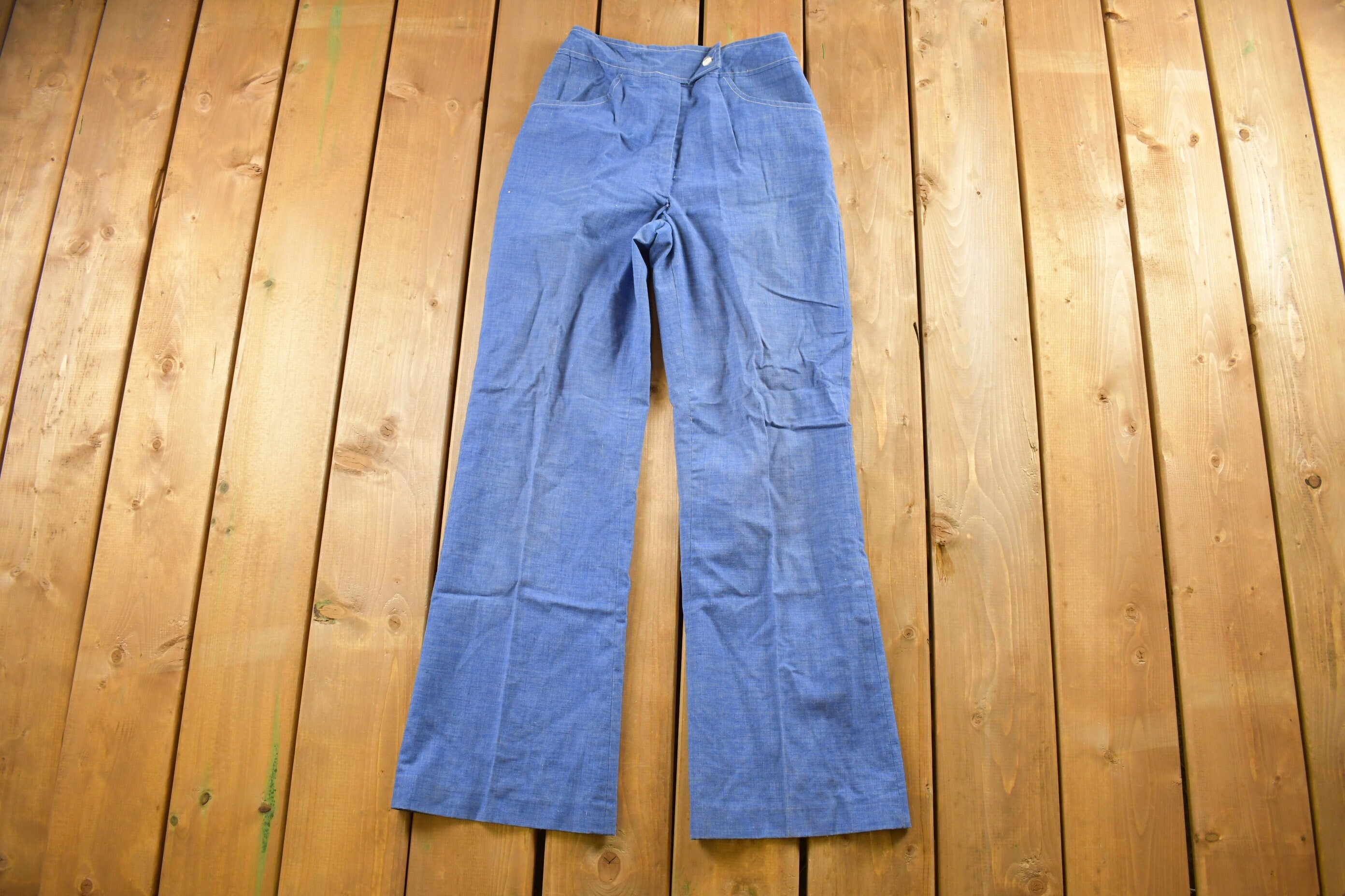 Vintage 1970s Seaton Hall Denim Trousers Size 26 x 28