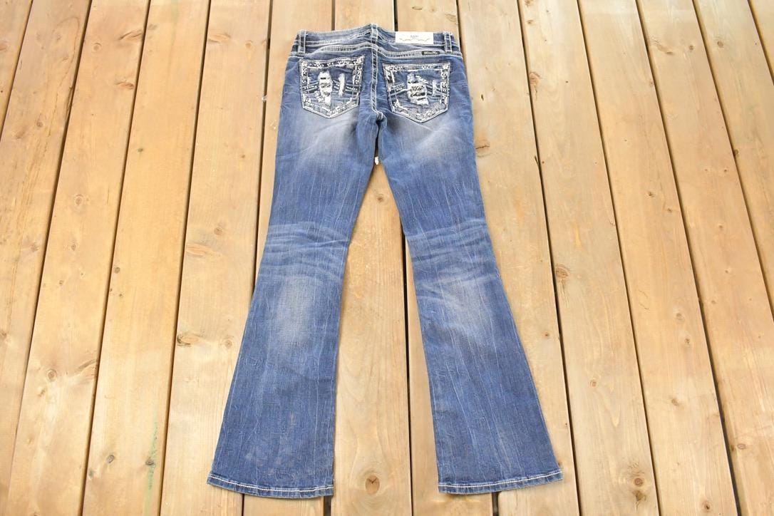 Vintage Deadstock Y2K Miss Me Bedazzled Low Rise Jeans Women's Size 26x29