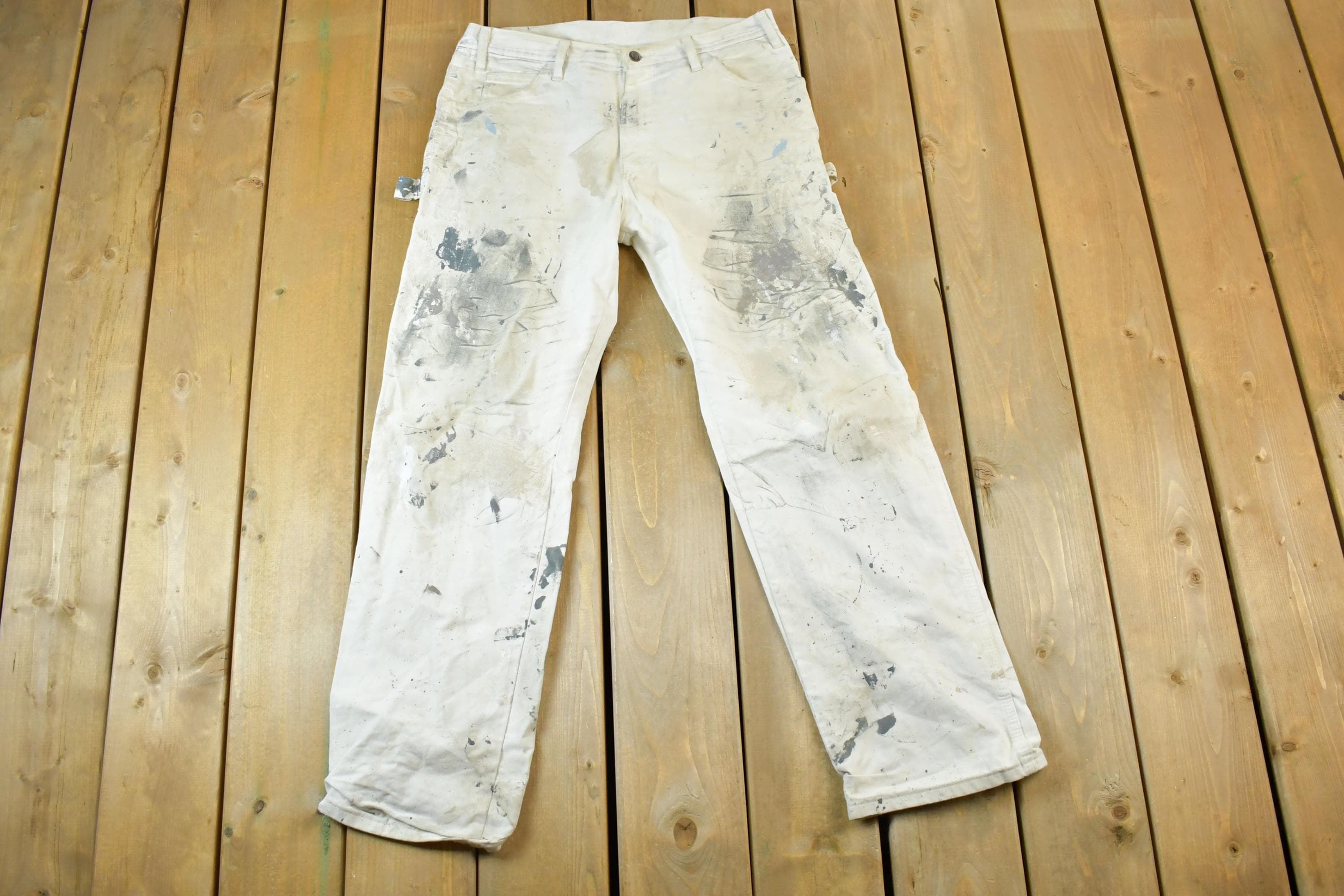 Vintage 1990's Dickies White Painters Jeans Size 34x32