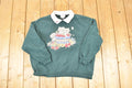 Vintage 1990s Morning Sun Petite Double Collar Apple Cat Bushel Cute Cartoon Crewneck Sweatshirt Women's L