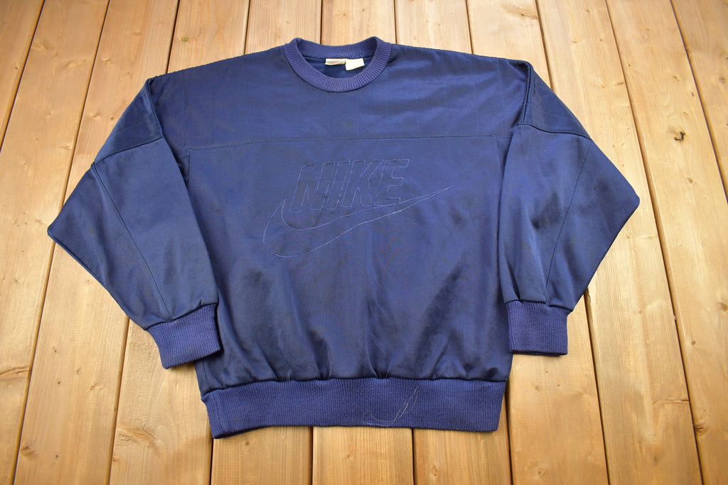 Vintage 1980s Nike Big Swoosh Jersey Like Crewneck Sweatshirt