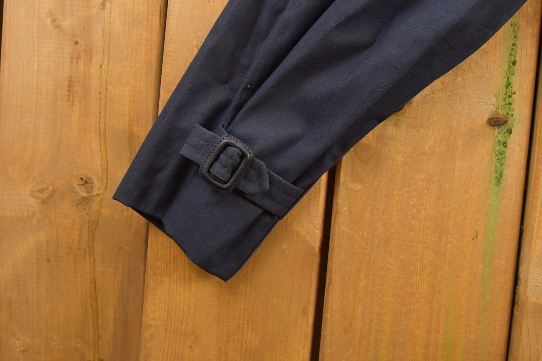 Vintage 1990s DSCP Defender Navy Blue Trench Coat