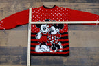 Vintage 1990s Disney Mickey & Minnie Mouse Knitted Sweater  90s Crewneck  Striped Polka Dot Pattern  Pullover Sweatshirt