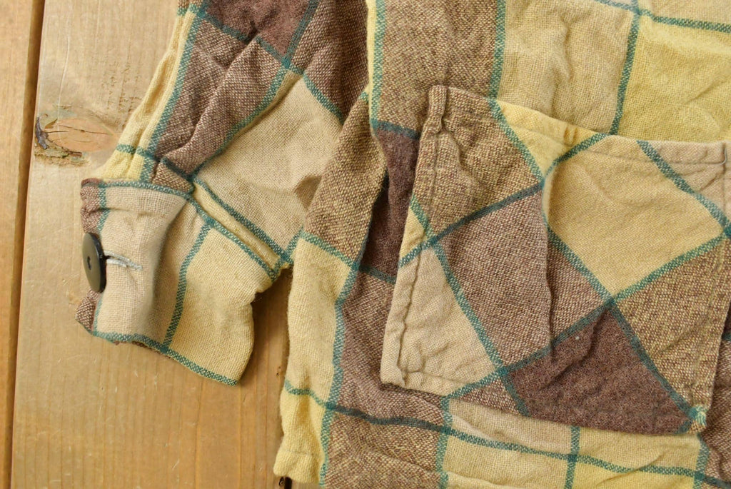 Vintage 1960s Plaid Wool Blazer Shirt Women's Large