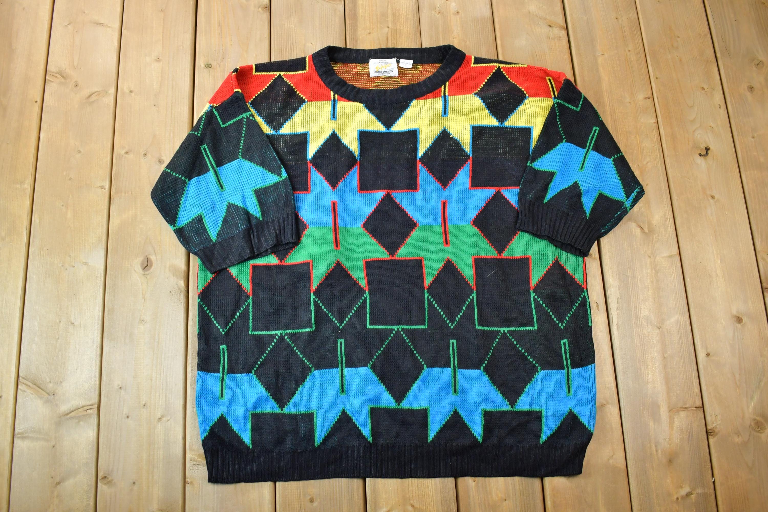 Vintage 1990s Express London Knit Crewneck Sweater  90s Crewneck  Made In Hong Kong  Preppy Knit