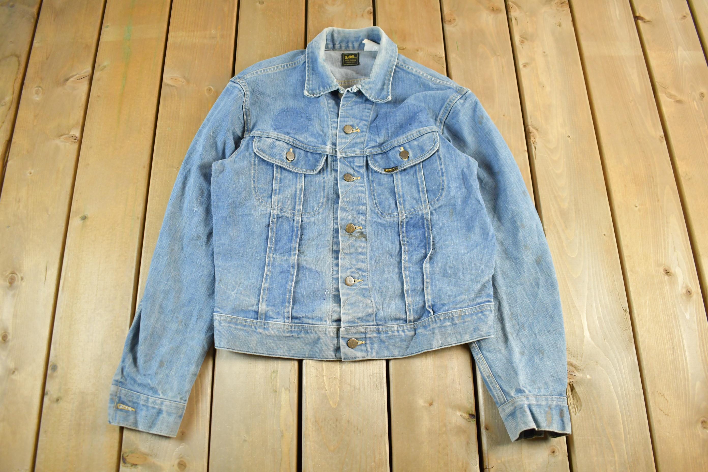 Vintage 1970s Lee Sanforzied Denim Jean Trucker Jacket Men's Small