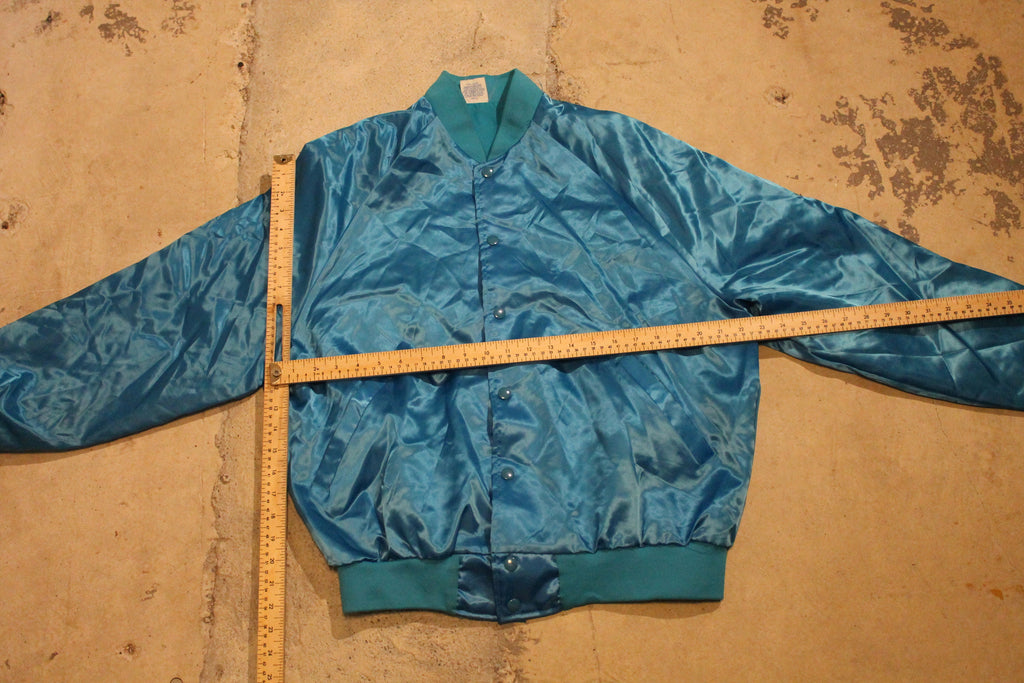 Vintage 1980s Children's World Ministry Snap Button Satin Bomber Jacket