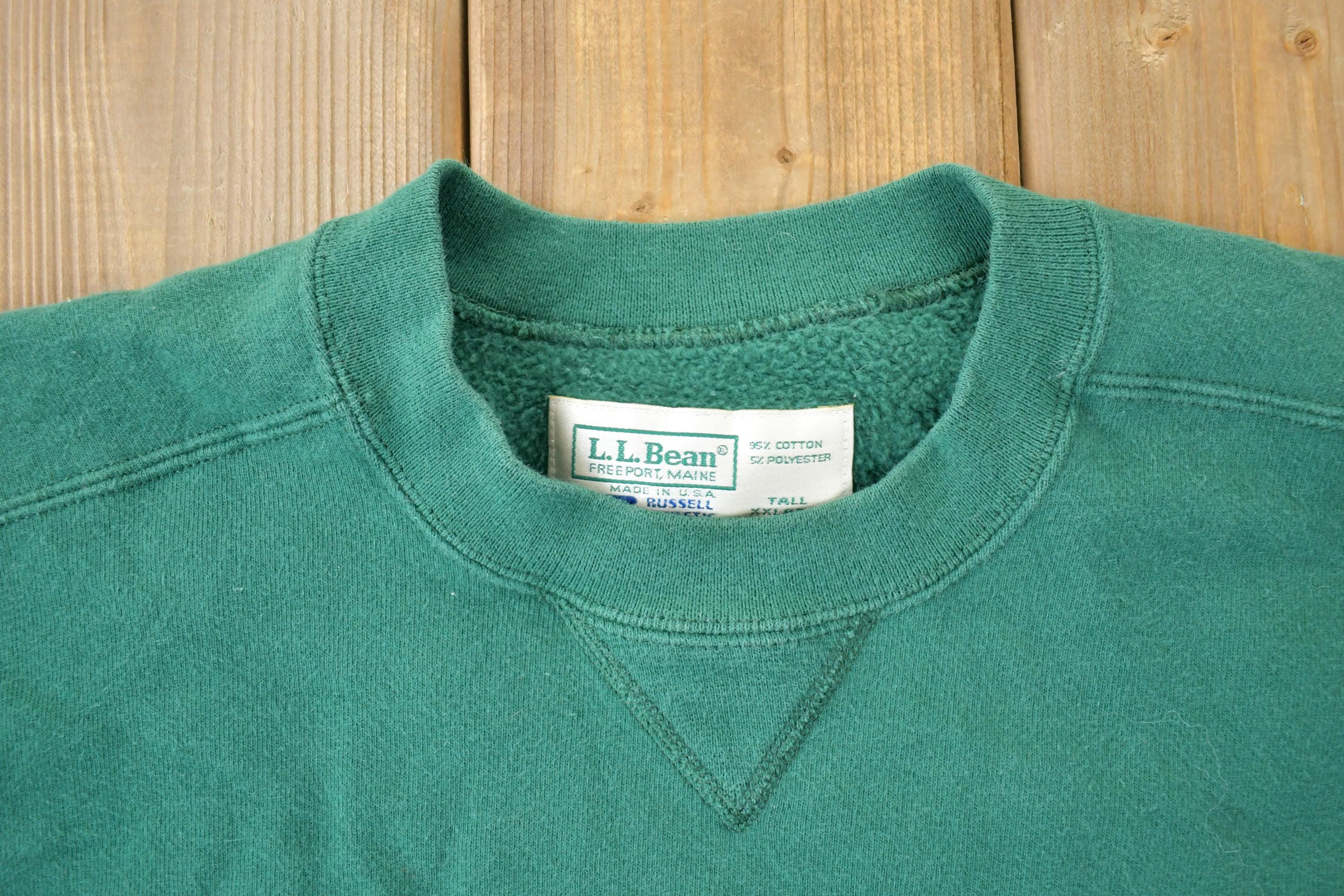 Vintage 1990s LL Bean Green Blank Crewneck Sweatshirt