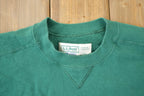 Vintage 1990s LL Bean Green Blank Crewneck Sweatshirt / 90s Crewneck / Made In USA / Streetwear / Embroidered