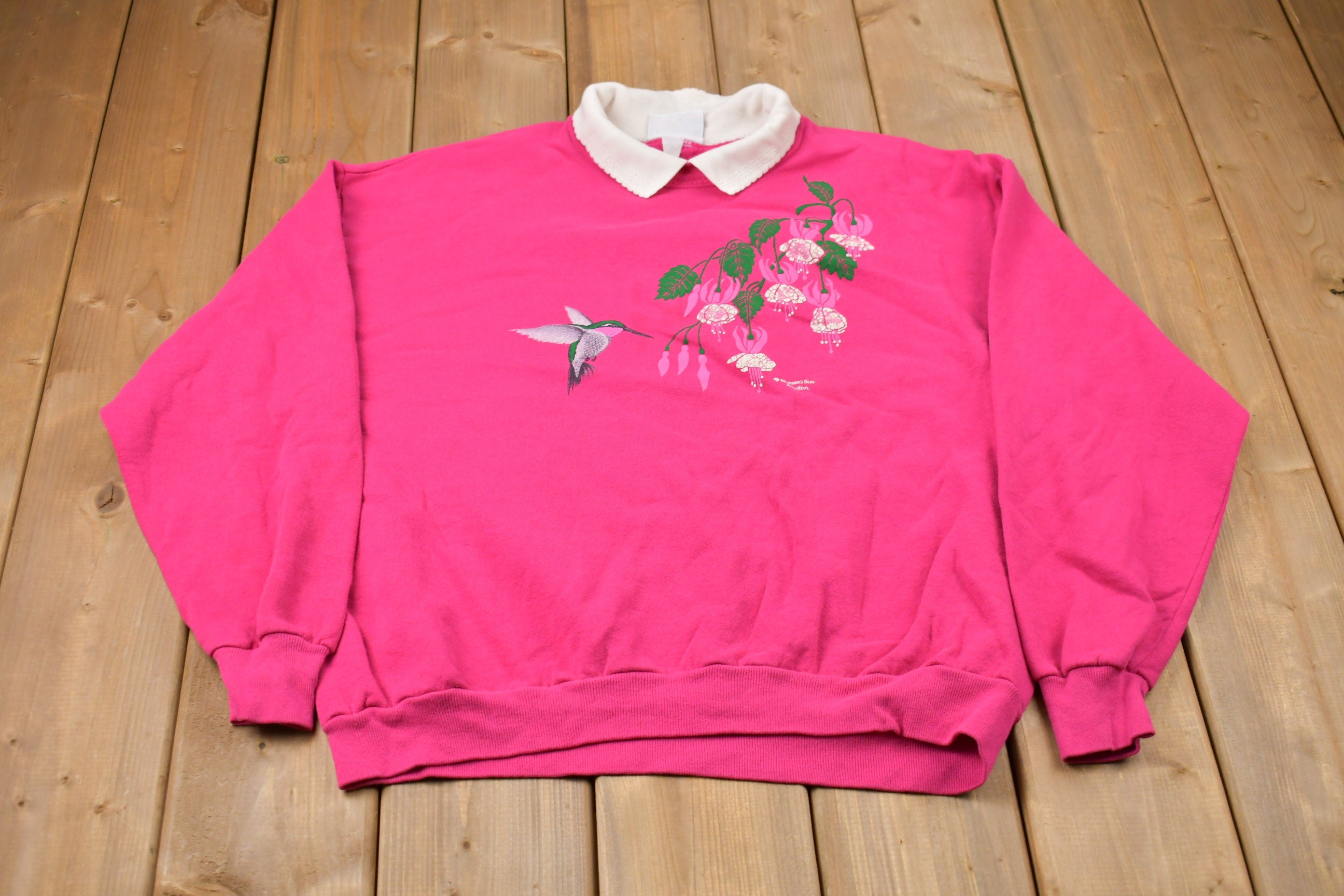 Vintage 1990s Morning Sun Bird Graphic Collared Sweatshirt