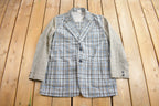 Vintage 1980s 100% Wool Plaid Blazer Jacket Size M