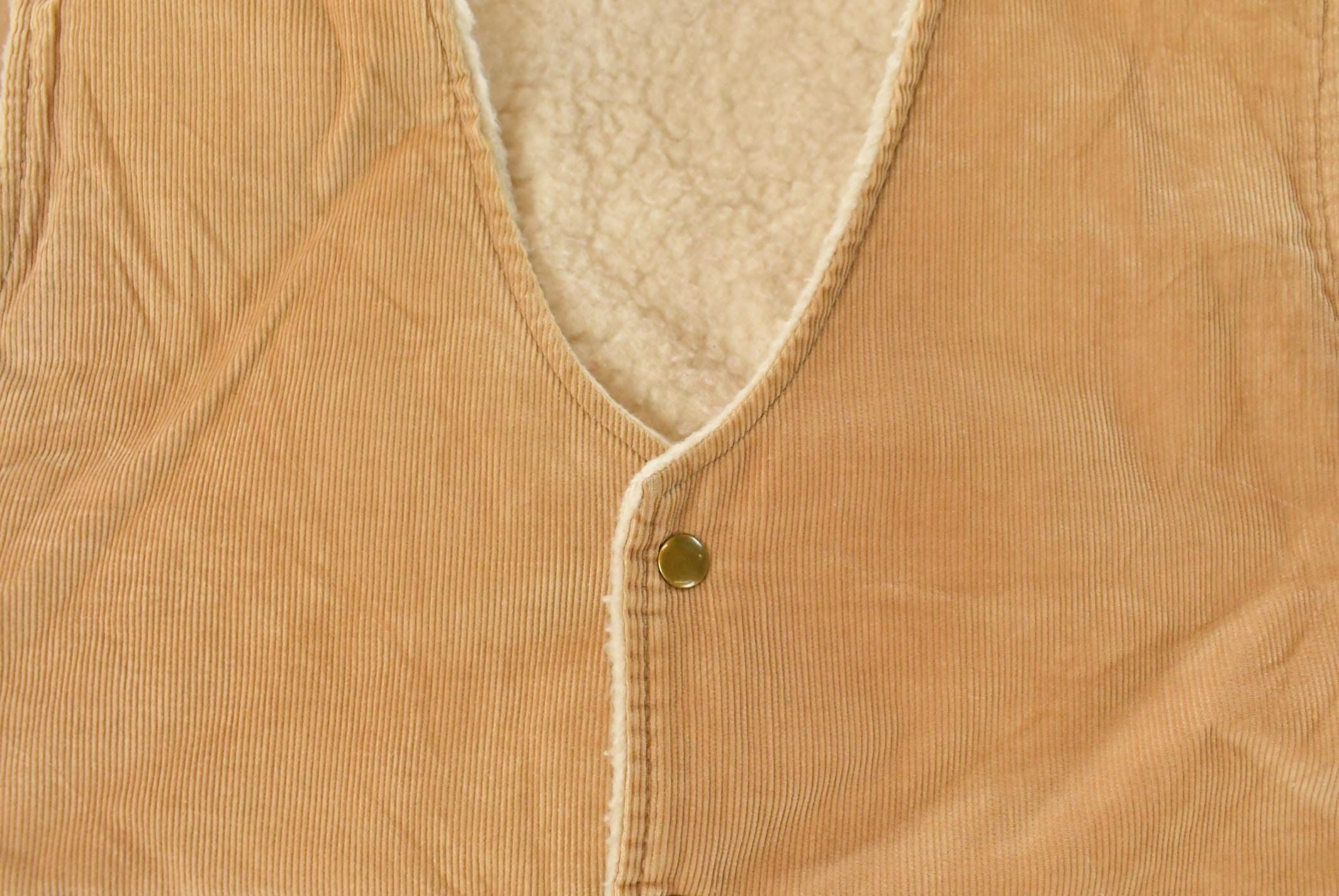 Vintage 1980s Sherpa Lined Corduroy Vest Men's Medium