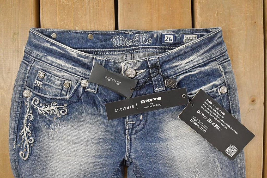 Vintage Deadstock Y2K Miss Me Bedazzled Low Rise Jeans Women's Size 26x31