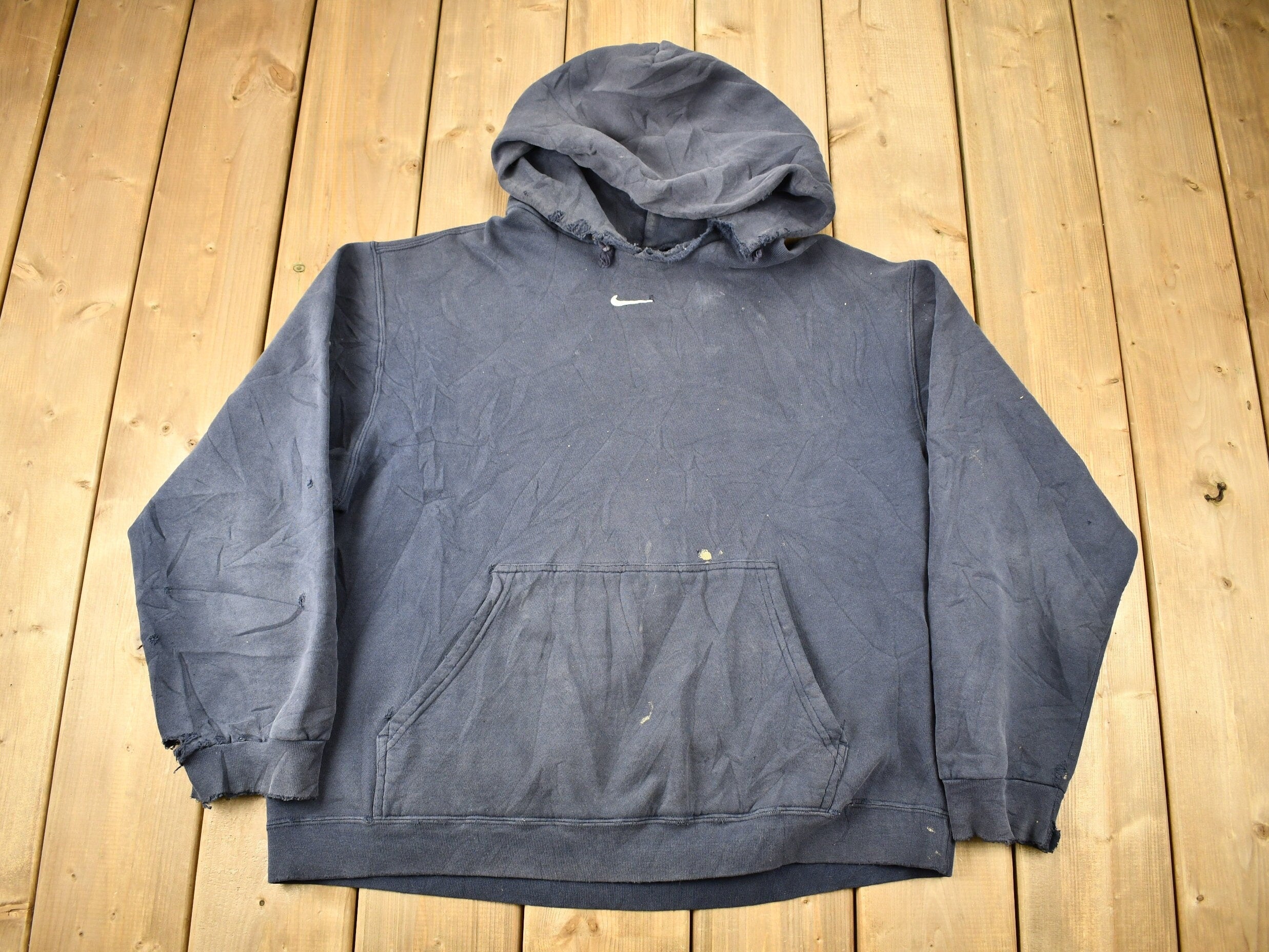 Vintage Y2K Nike Center Swoosh Distressed Hoodie