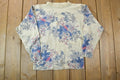 Vintage 1990s Cream Floral Knit Crewneck Sweater