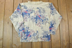 Vintage 1990s Cream Floral Knit Crewneck Sweater