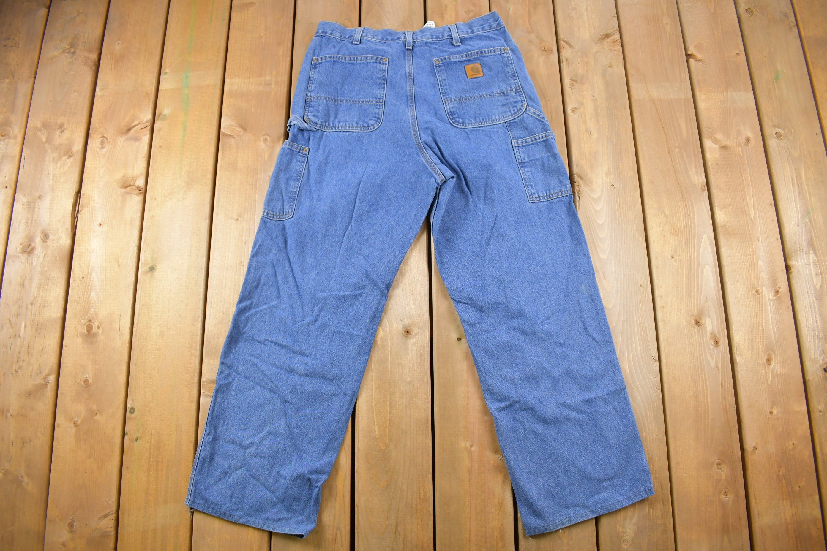 Vintage 1990s Carhartt Blue Denim Work Pants Size 33 x 28